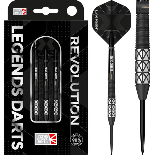 Revolution B24 Taper Back Cut steel tip darts, 90% tungsten — retail pack