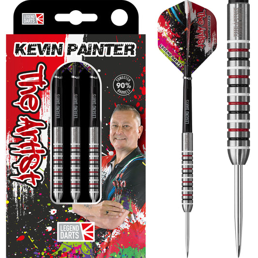 Kevin 'The Artist' Painter Ringed steel tip darts, 90% tungsten — complete dart with retail pack
