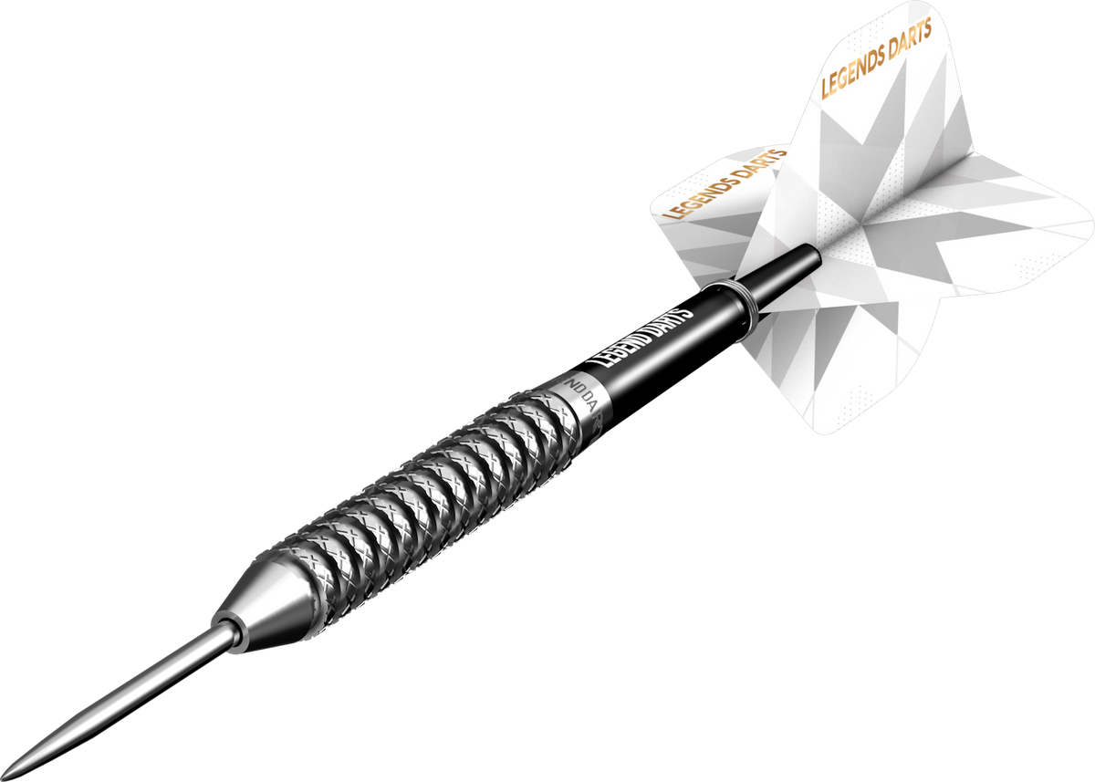 Pro Series V16 Ringed steel tip darts, 90% tungsten, barrel at an angle