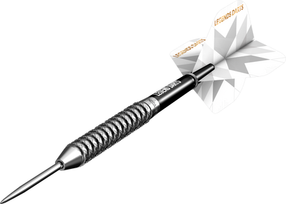 Pro Series V16 Ringed steel tip darts, 90% tungsten, barrel at an angle