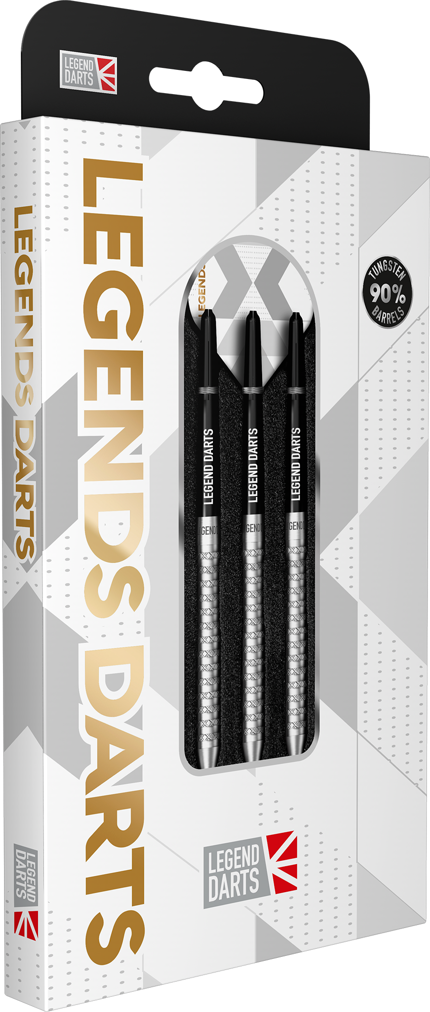 Pro Series V16 Ringed steel tip darts, 90% tungsten, barrel at an angle (2)