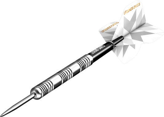 Pro Series V20 Ringed steel tip darts, 90% tungsten, barrel at an angle