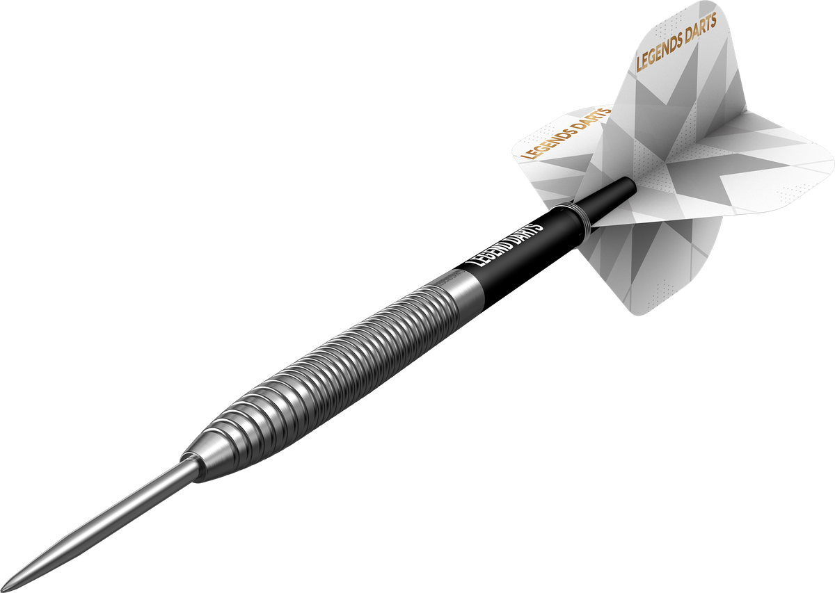 Pro Series V22 Torpedo Ring steel tip darts, 90% tungsten, barrel at an angle