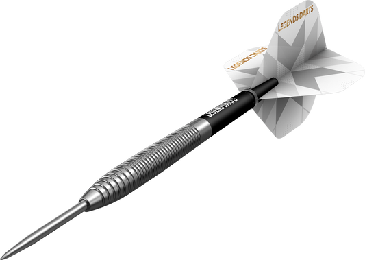 Pro Series V22 Torpedo Ring steel tip darts, 90% tungsten, barrel at an angle