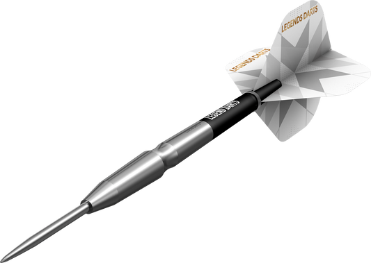 Pro Series V23 Smooth Scallop steel tip darts, 90% tungsten — barrel at an angle