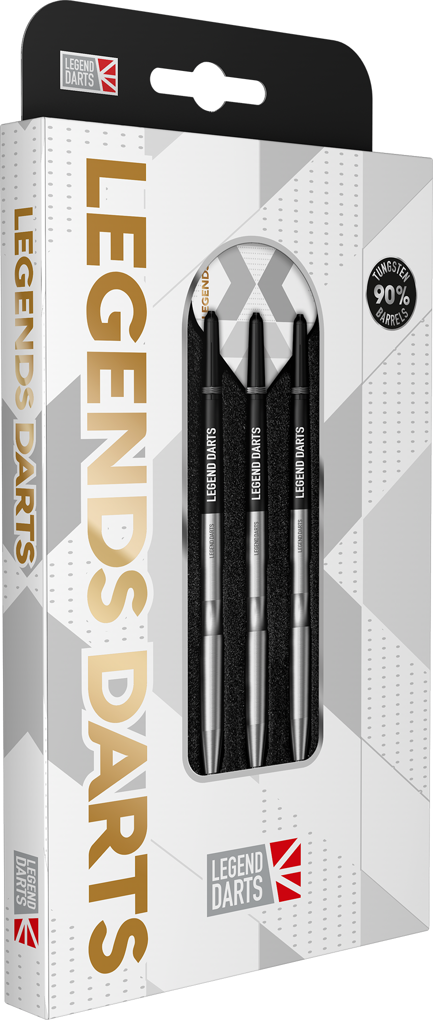 Pro Series V23 Smooth Scallop steel tip darts, 90% tungsten, barrel at an angle (2)