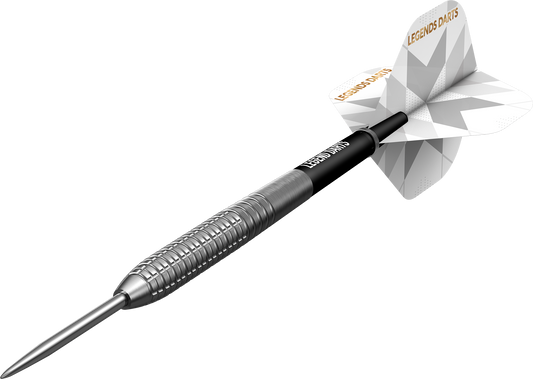 Pro Series V24 Micro Rear steel tip darts, 90% tungsten, barrel at an angle