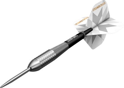 Pro Series V26 Fine Micro Ring steel tip darts, 90% tungsten, barrel at an angle