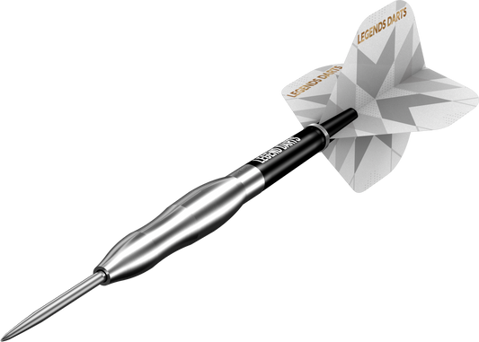 Pro Series V35 Double Smooth steel tip darts, 90% tungsten, barrel at an angle