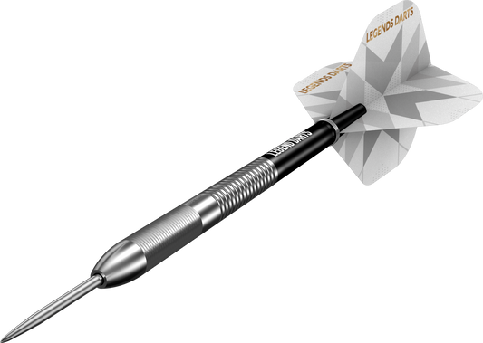 Pro Series V36 Slim Ring steel tip darts, 90% tungsten, barrel at an angle