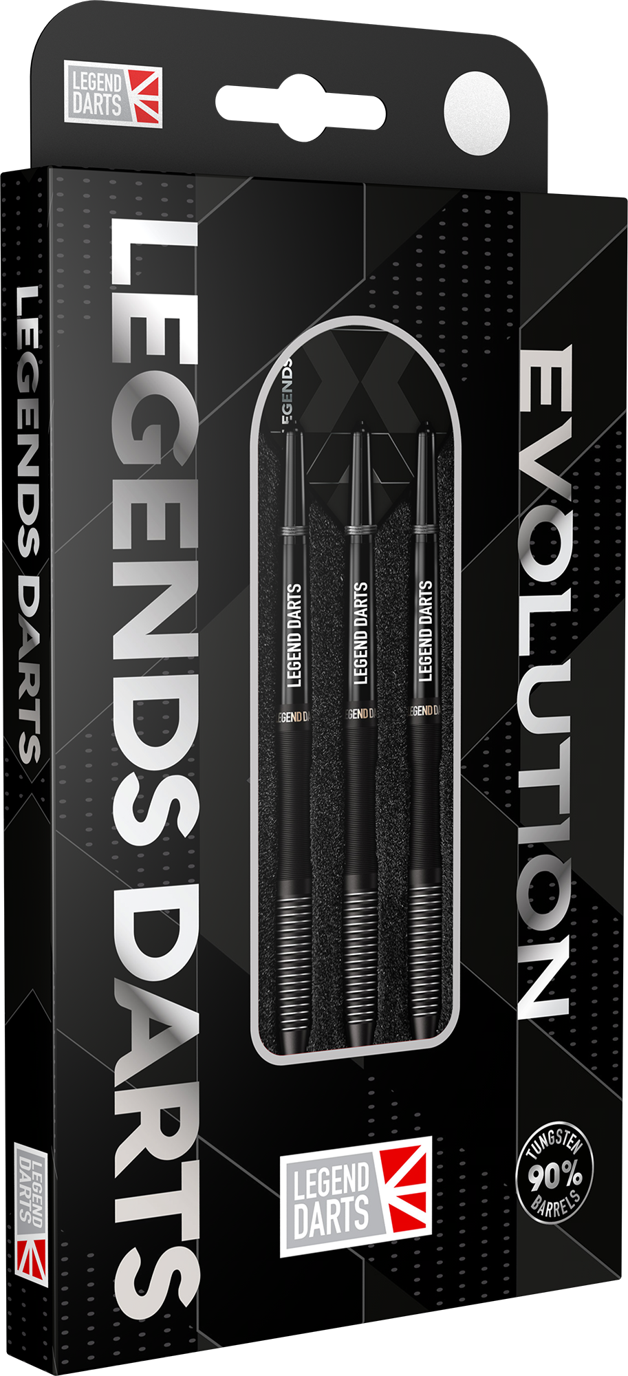 Evolution B01 Micro Scallop steel tip darts, 90% tungsten, barrel at an angle (2)