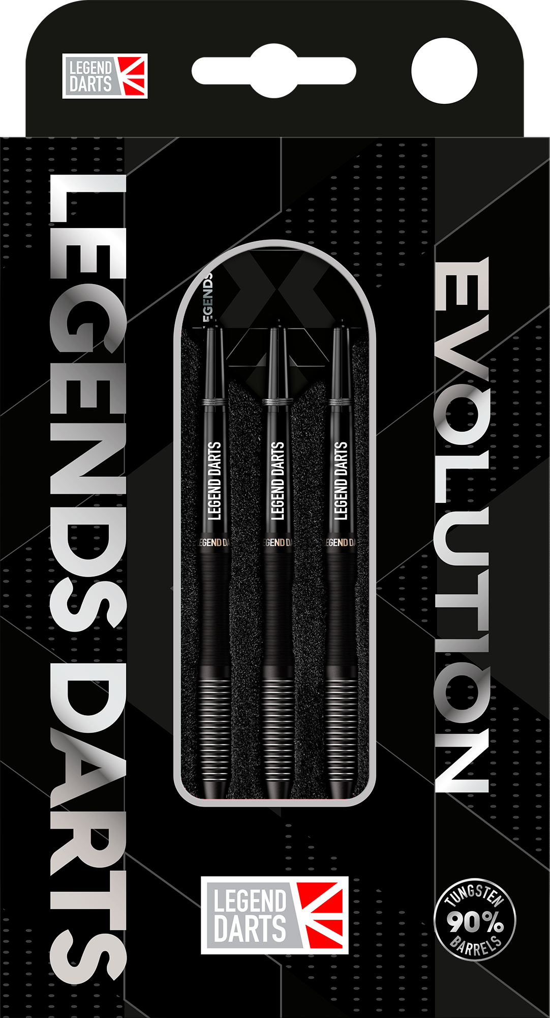 Evolution B01 Micro Scallop steel tip darts, 90% tungsten, retail pack front
