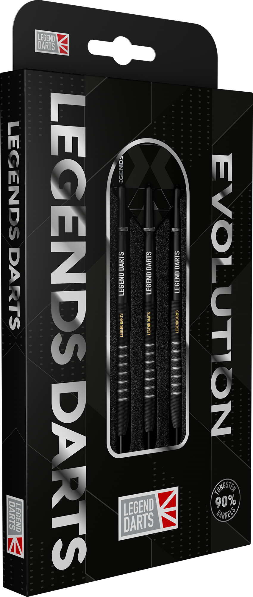 Evolution B09 Knurled Bomb steel tip darts, 90% tungsten, barrel at an angle (2)