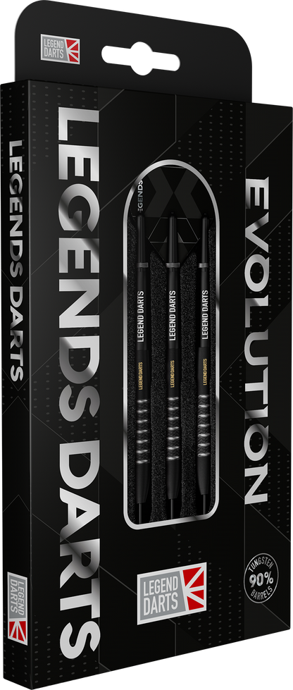 Evolution B09 Knurled Bomb steel tip darts, 90% tungsten, barrel at an angle (2)