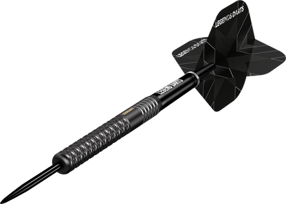 Evolution B10 Front Knurl steel tip darts, 90% tungsten, barrel at an angle