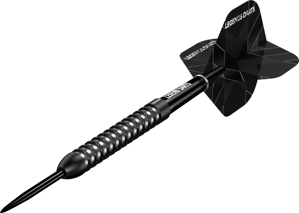 Evolution B11 Wide Ring steel tip darts, 90% tungsten, barrel at an angle