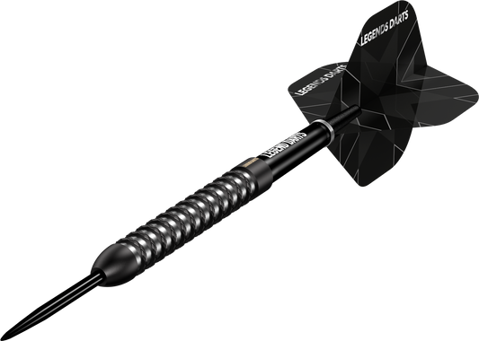 Evolution B11 Wide Ring steel tip darts, 90% tungsten, barrel at an angle
