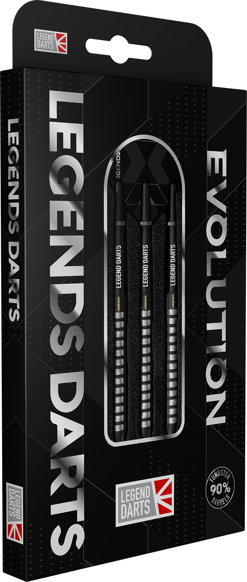 Evolution B11 Wide Ring steel tip darts, 90% tungsten, barrel at an angle (2)