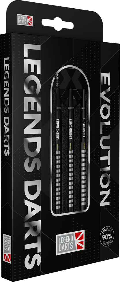 Evolution B11 Wide Ring steel tip darts, 90% tungsten, barrel at an angle (2)