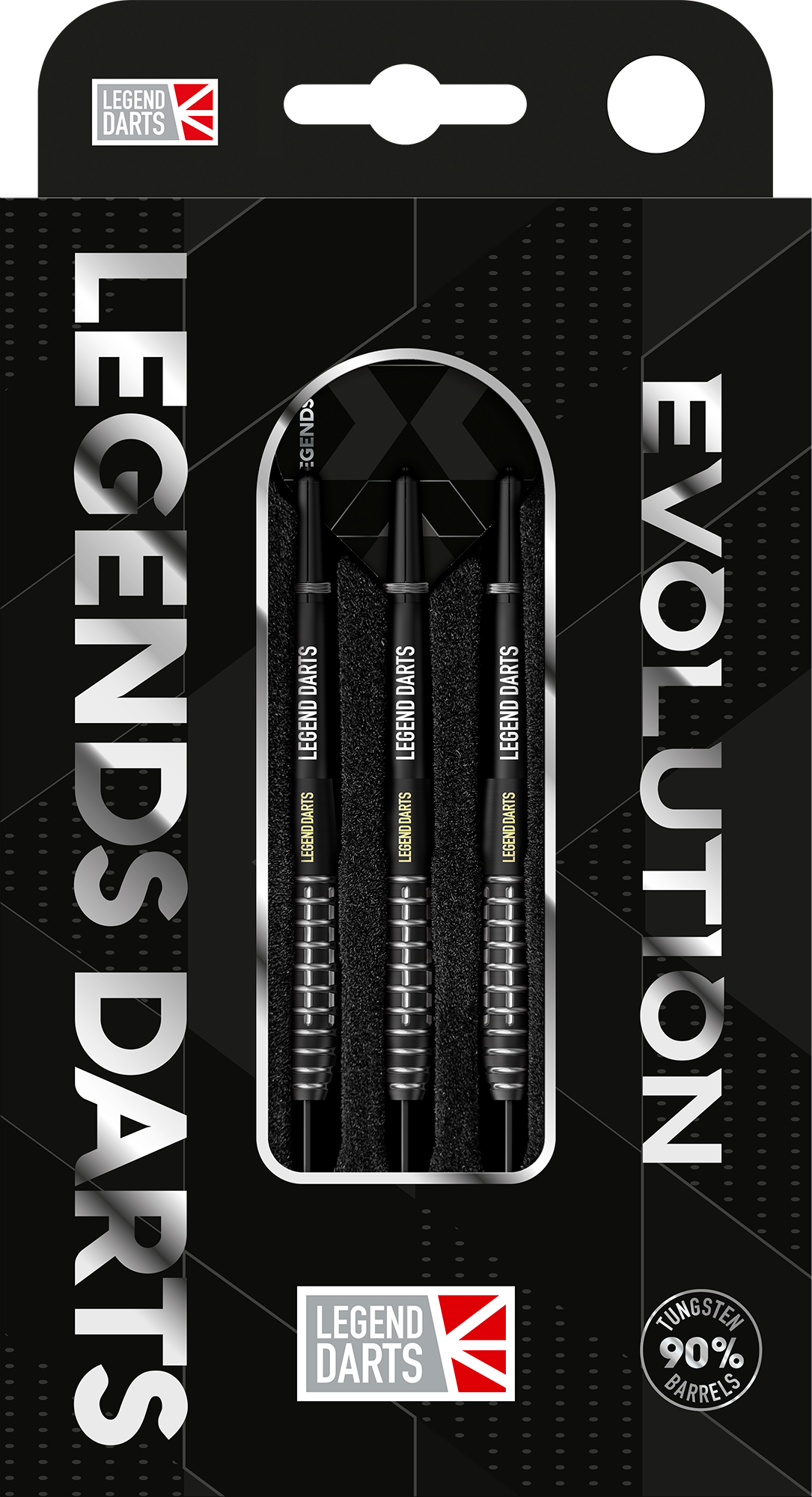 Evolution B13 Grenade Bomb steel tip darts, 90% tungsten, retail pack front