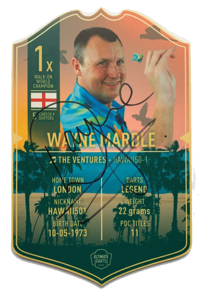 Wayne Mardle Individually Signed Ultimate Darts Card, shown on a plain background
