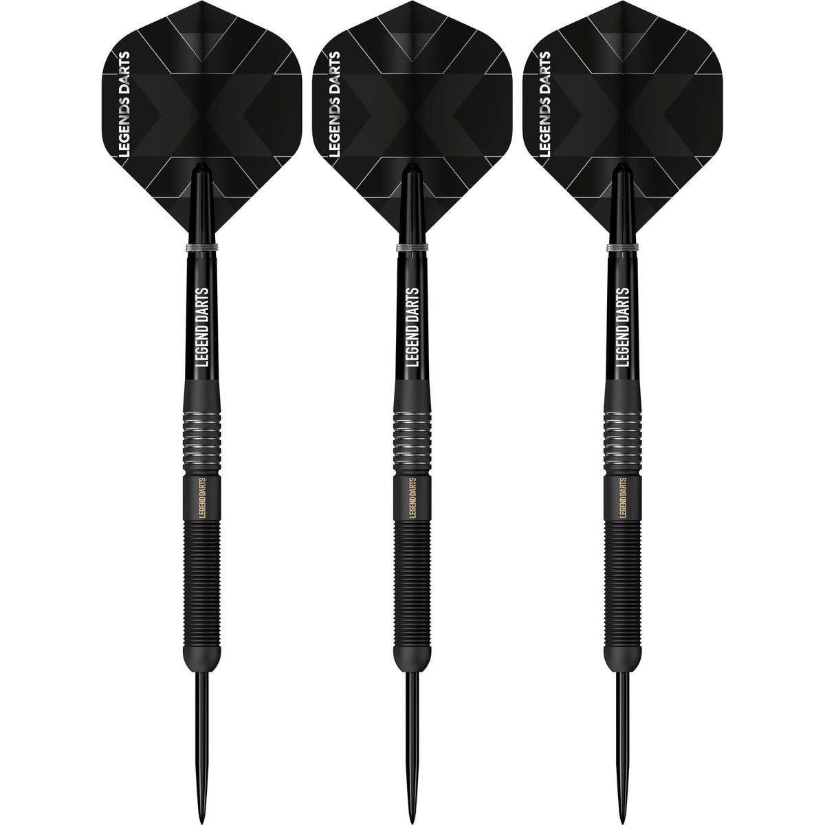 Evolution B16 Straight steel tip darts, 90% tungsten, flight detail