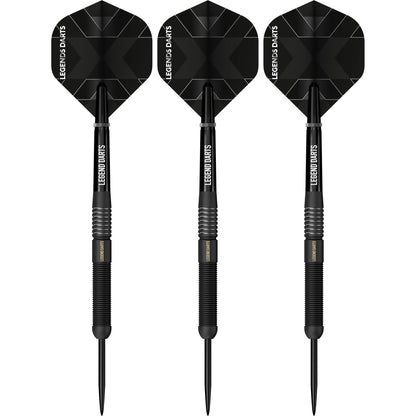 Evolution B16 Straight steel tip darts, 90% tungsten, flight detail