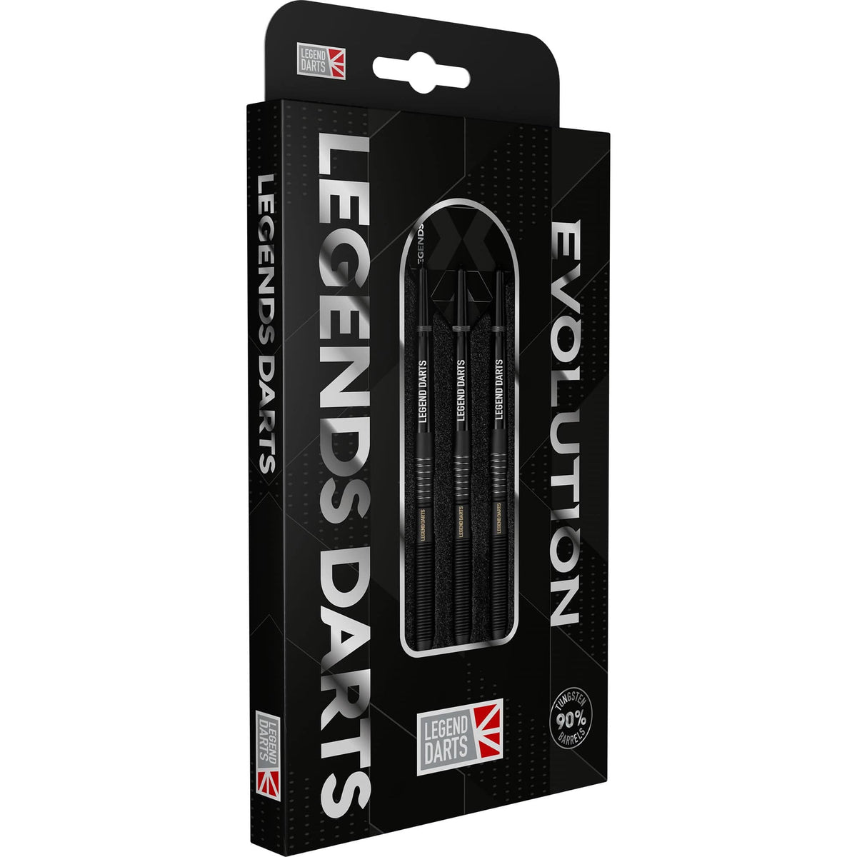 Evolution B16 Straight steel tip darts, 90% tungsten, barrel detail