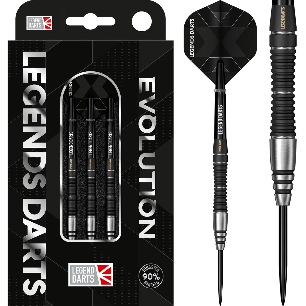 Evolution B17 Scallop steel tip darts, 90% tungsten, retail pack
