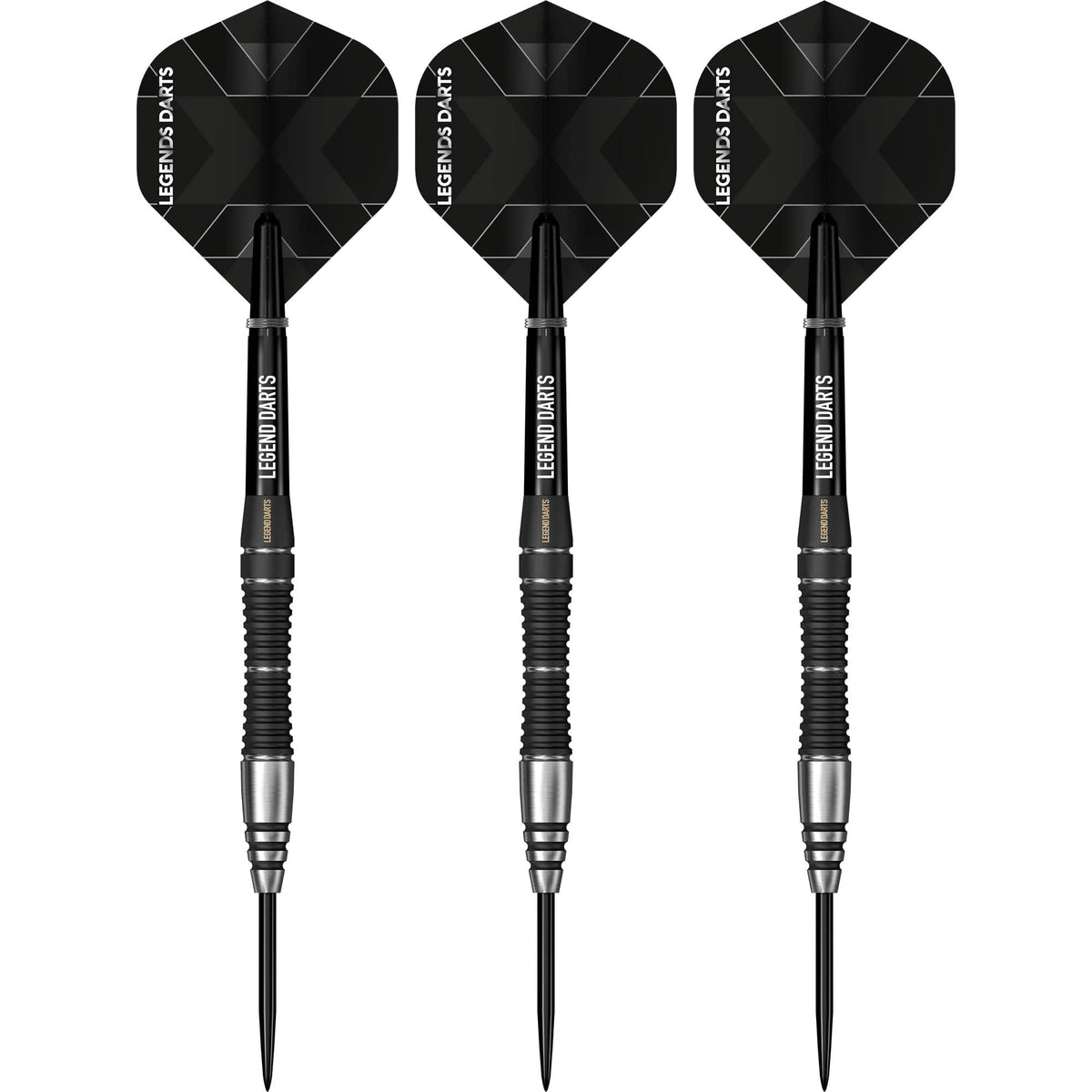 Evolution B17 Scallop steel tip darts, 90% tungsten, flight detail