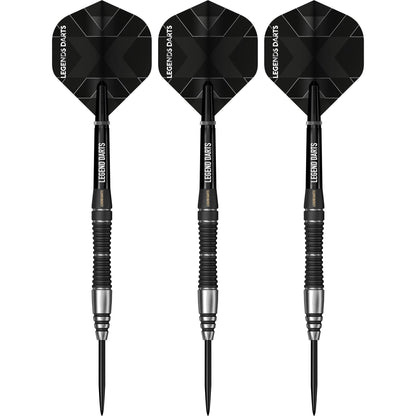 Evolution B17 Scallop steel tip darts, 90% tungsten, flight detail