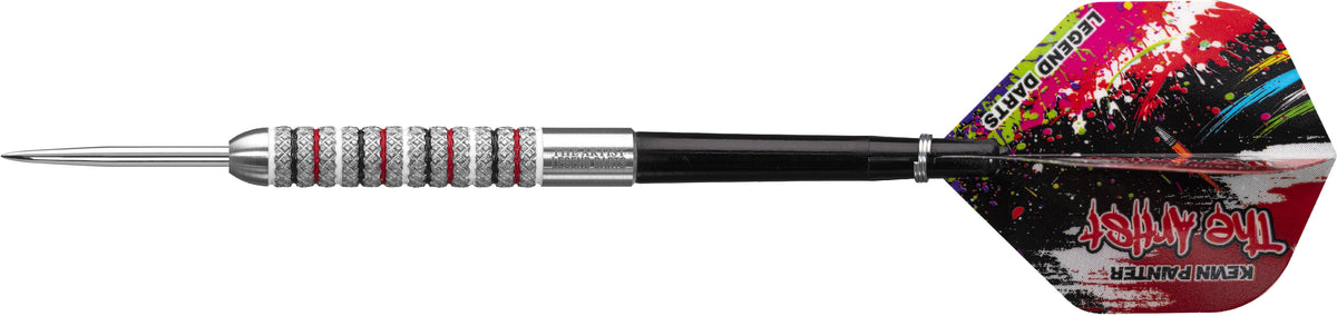 Kevin 'The Artist' Painter Knurled steel tip darts, 90% tungsten, complete dart with shaft and flight