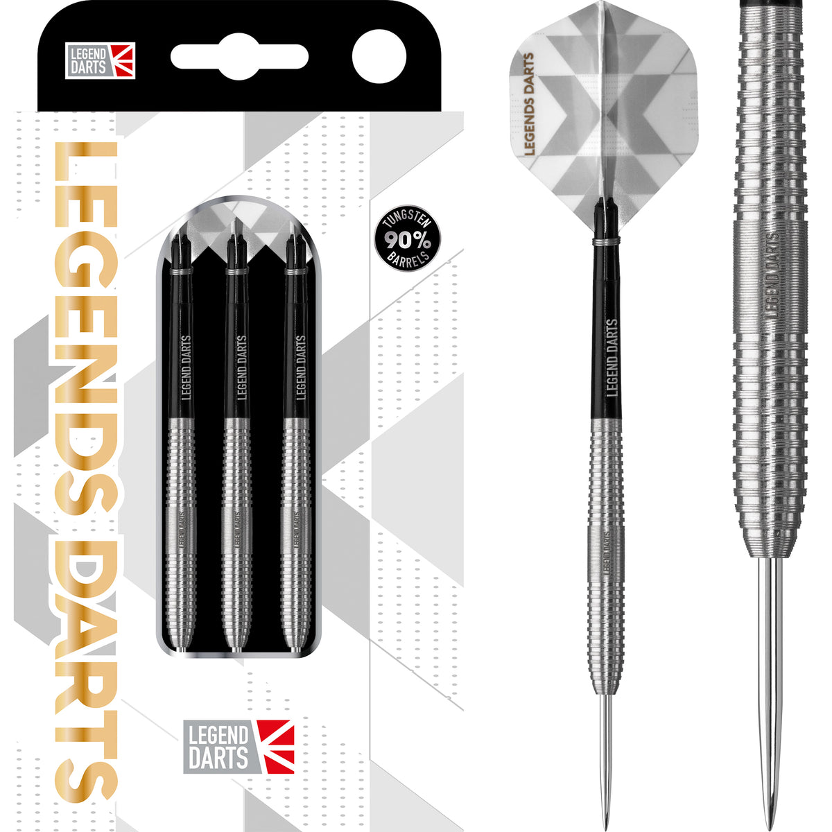 Pro Series V1 Ringed steel tip darts, 90% tungsten, complete dart with retail pack